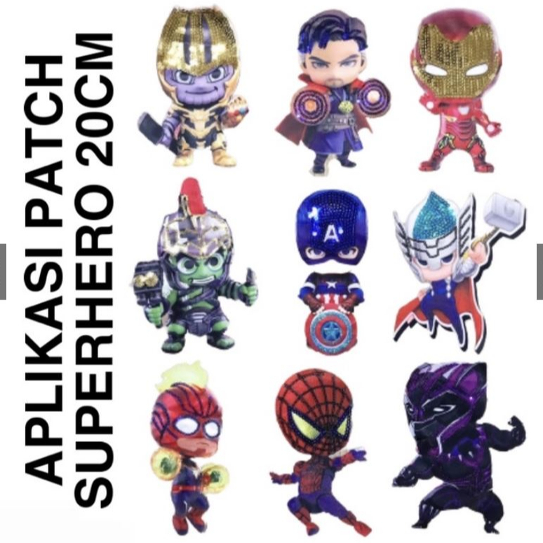 APLIKASI PATCH SUPERHERO LED SIZE 20 CM IMPORT PART 1