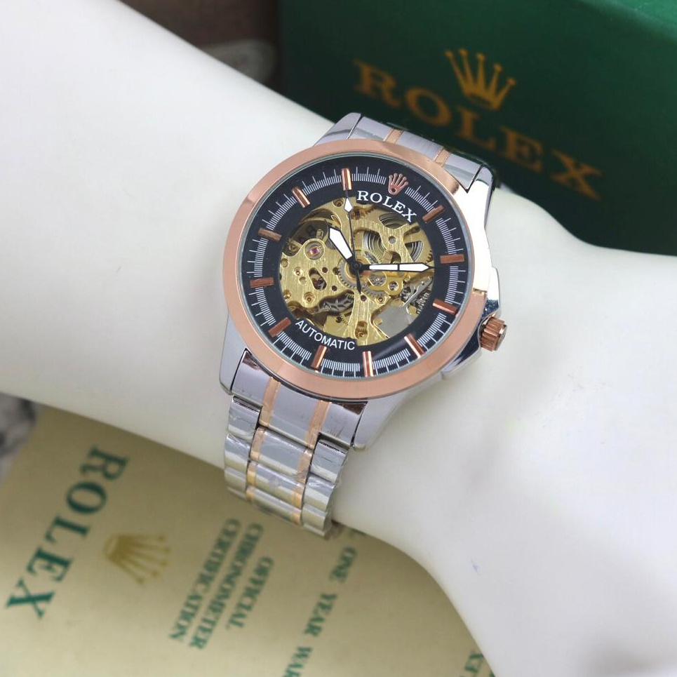 {COD✔️} PREMIUM Jam Tangan Fashion Unisex ROLEX Mesin Automatic - jam tangan elegan cewek cowok terb