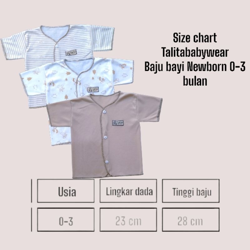 3 PCS Baju Bayi Baru Lahir Lengan Pendek Atasan Piama  Bayi Newborn Baju Tidur Bayi Seri Warna