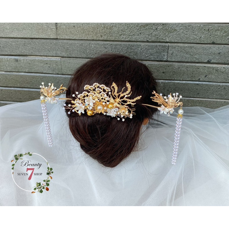 Tusuk Konde White Gold Phoenix/Sirkam Phoenix/Asesoris Rambut Sanggul/Pesta/Sangjit/Wedding headpiec