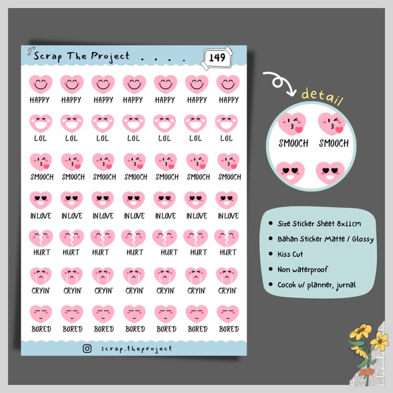 

STICKER PLANNER JOURNAL / STICKER LOVE EMOTICON / STP - 149