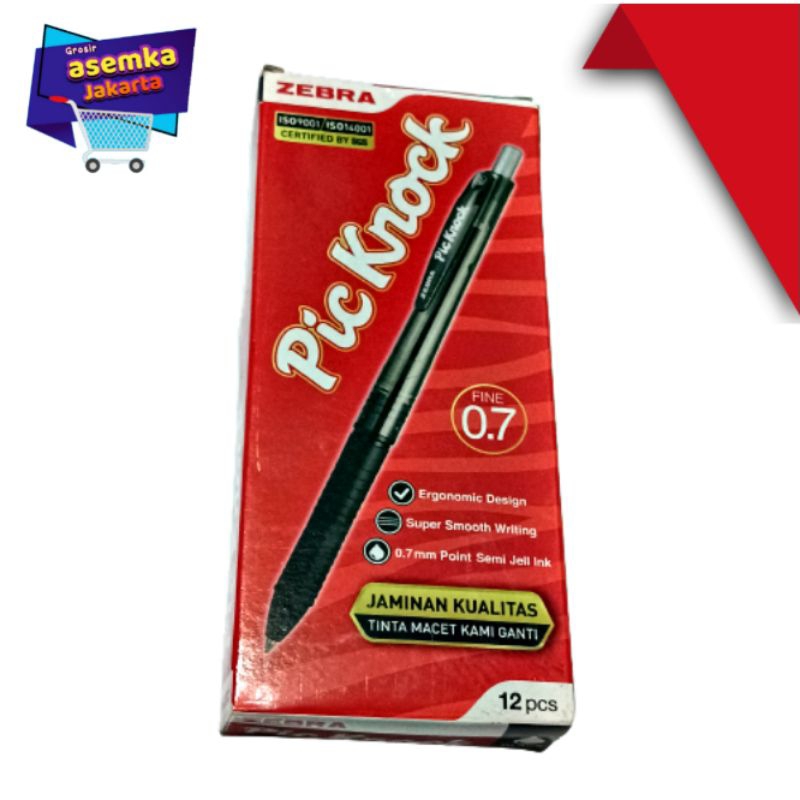 Bolpen Pulpen Zebra PicKnock 0.7mm 12pcs