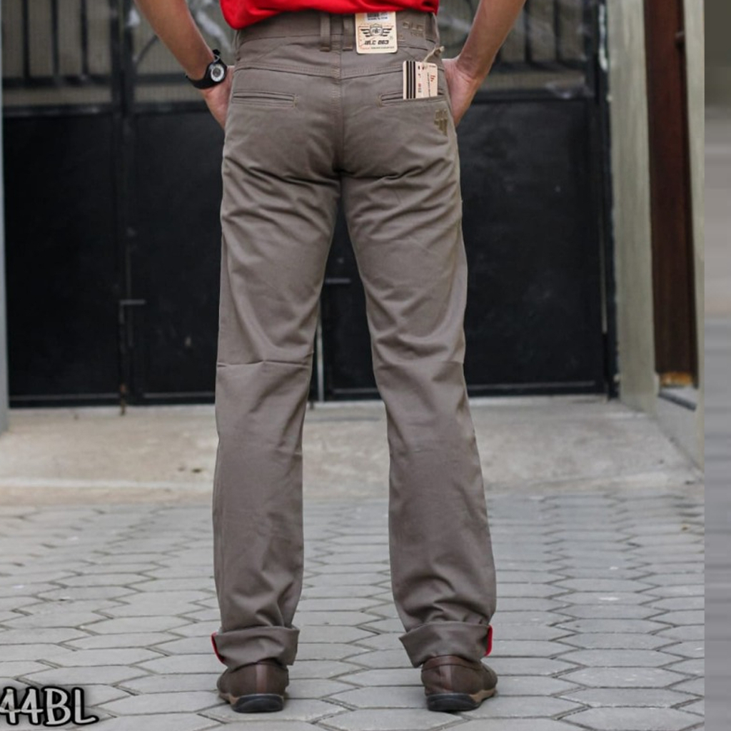 Celana chinos chino  kanvas panjang sulfur DLC / Celana casual reguler ukuran 28-38  bahan cardinal