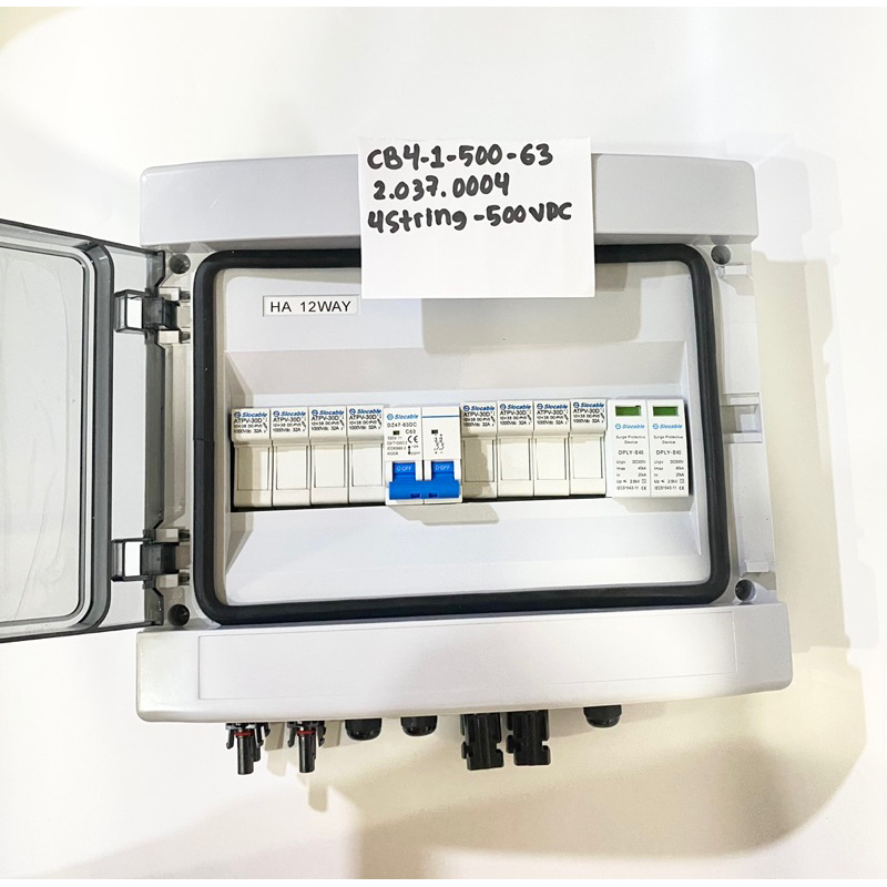 Slocable PV Combiner Box 4 Strings 500VDC 15A Fuse | DC Breaker 63A Surge Protector Device 2P | Kota