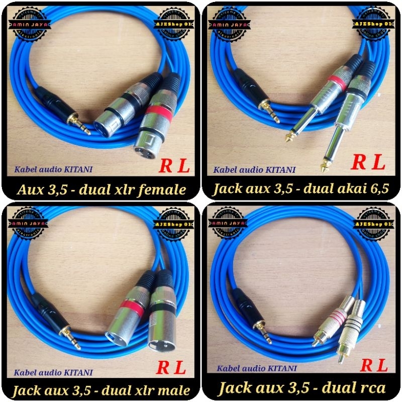 Kabel aux 3,5 to jack xlr/akai/rca