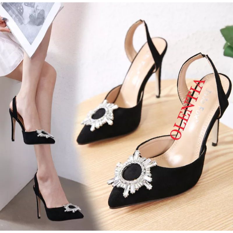 Sepatu Wanita Heels Suede 9cm SH 33