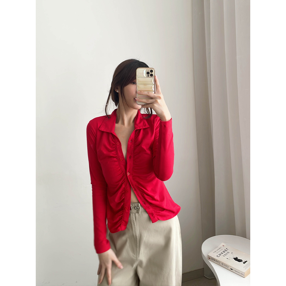 Kadaka T-0479 Scrunch Long Sleeves Top Korea