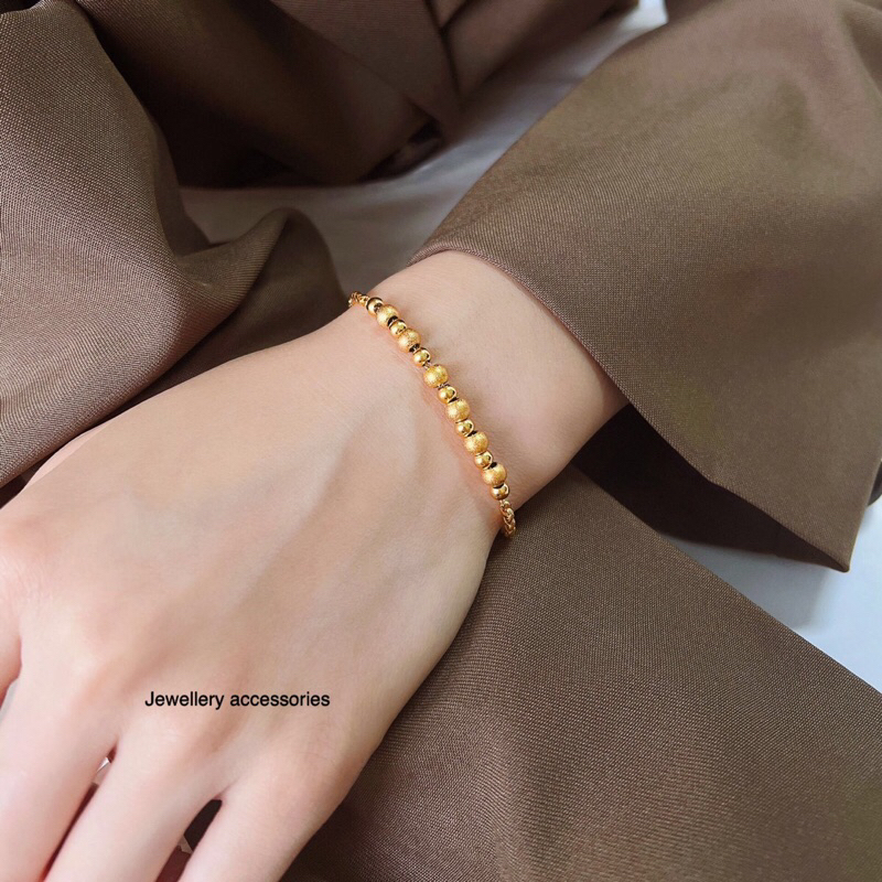 Gelang Titanium Boba Gold Elegant Korea Fashion Trending Style