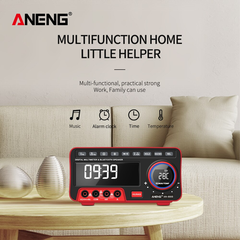 ANENG Digital Multimeter Voltage Tester Bench Type with Bluetooth Speaker - AN888S - Black