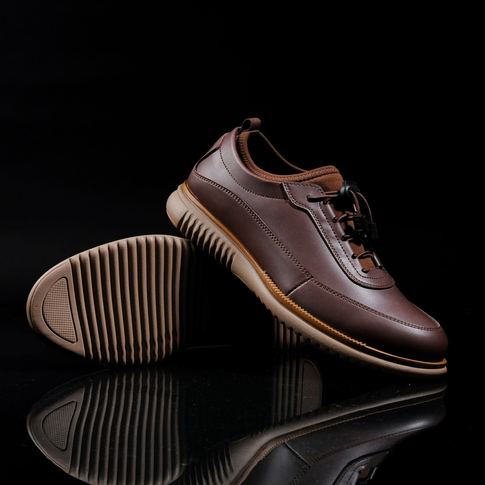 Wave Capucino - Sepatu Formal Oxford Casual Kulit Santai Bertali Kerja Kuliah Kantor Pantofel Pria Kasual Original