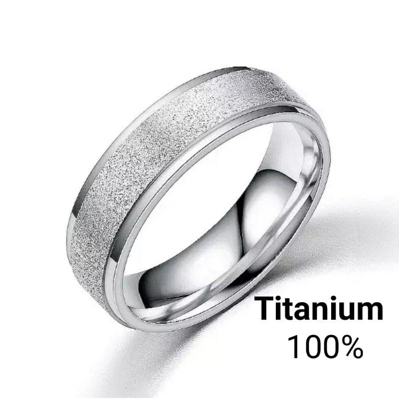 Cincin couple Hitam Titanium Stainless steel Pasir dan Sisi Rata Polos Fashion Ring Pria Wanita Gaul Metal Gaya Elegan Kasual anti karat selamanya