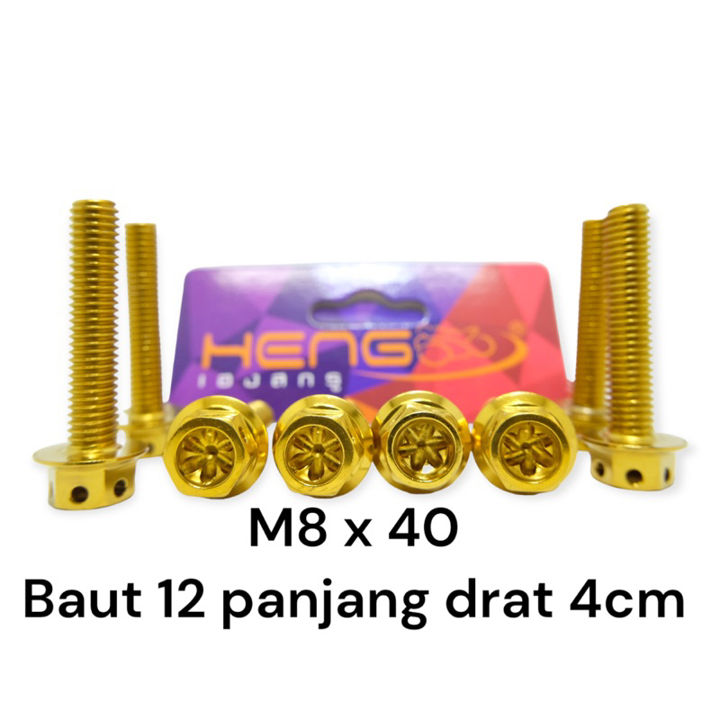 baut probolt flower gold silver HENG THAILAND m8x40 8x40 drat 12 panjang 4cm