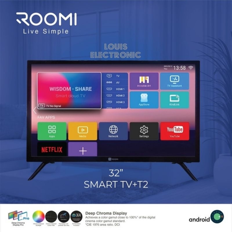 SMART TV DIGITAL TV ROOMI 32 INCH ANDROID TV ( KHUSUS MEDAN/ INSTANT)