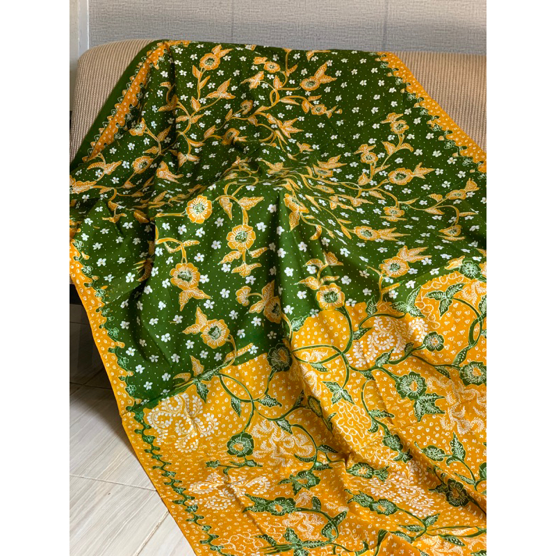 Batik Tulis Lasem Pagi Sore Kuning Hijau Segar