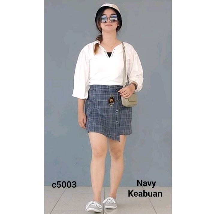 Korean mini skort / Rok celana kotak-kotak