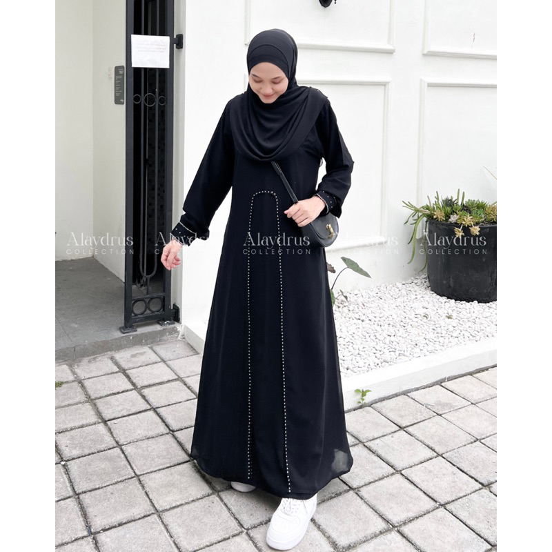 Abaya Saudi Gamis Abaya Turkey Dress Gamis Maxi Bahan Jetblack 820