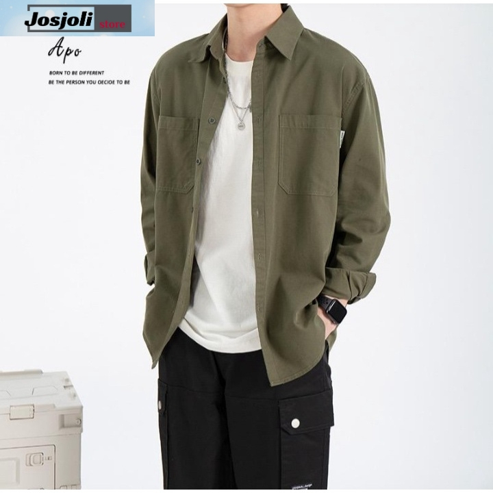 JOSJOLI_STORE/Kemeja PJ-DK01/Atasan Pria Dewasa Lengan Panjang/L XL