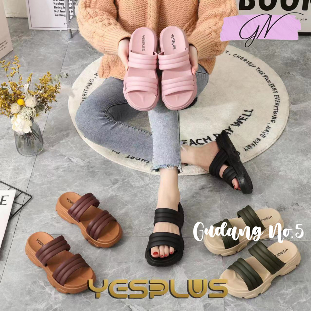 GN-2201-1 &amp; 2 Sandal Selop Jelly Tali Dua Terbaru Fashion Wanita Import PCU