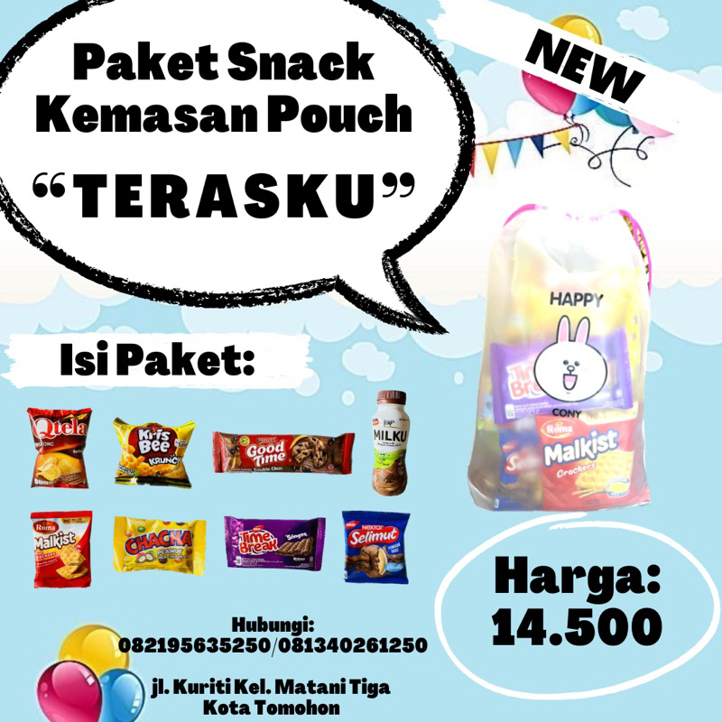 

Paket Snack Ulang Tahun Anak Kemasan Pouch