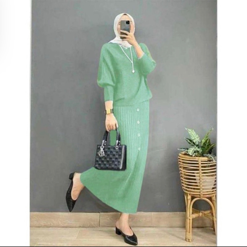 rok span skirt rajut/rok wanita kancing depan premium