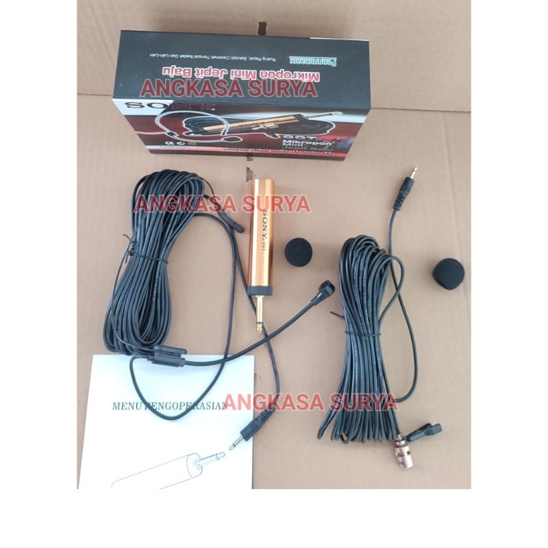 Mic Kabel Jepit Bando SONY 99T PVC MIC CODENSER Headset Clip On Kabel Panjang 11 meter