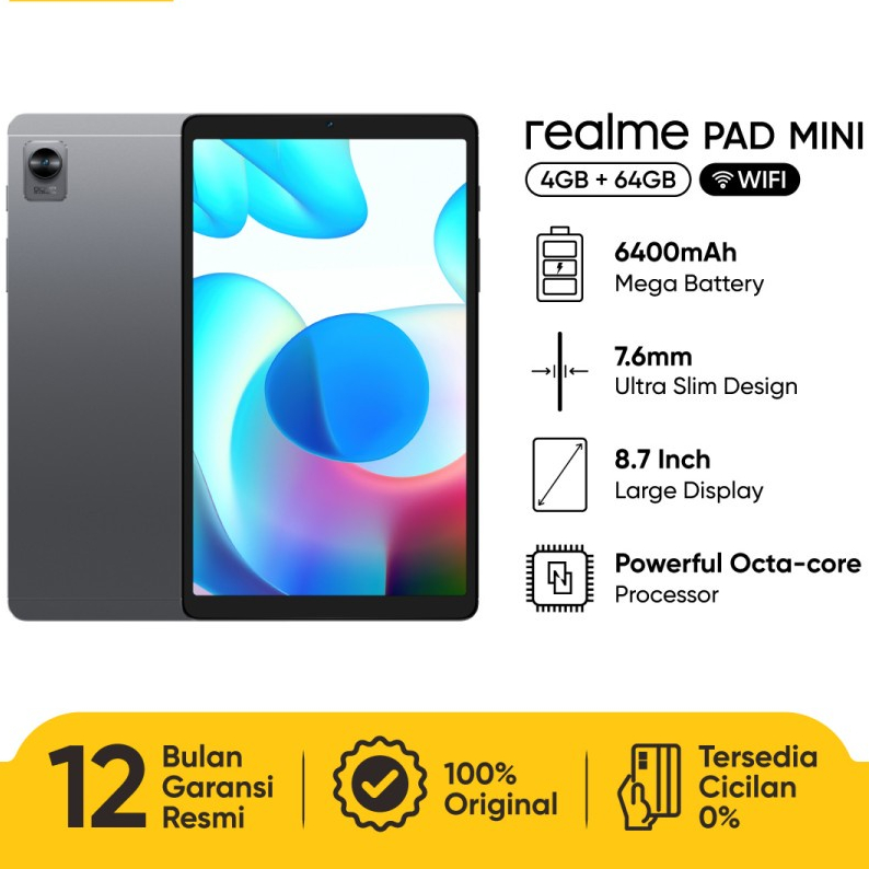 realme Pad Mini WiFi 4/64GB (7.6mm Ultra-Slim,6400mAh,18W Quick Charge