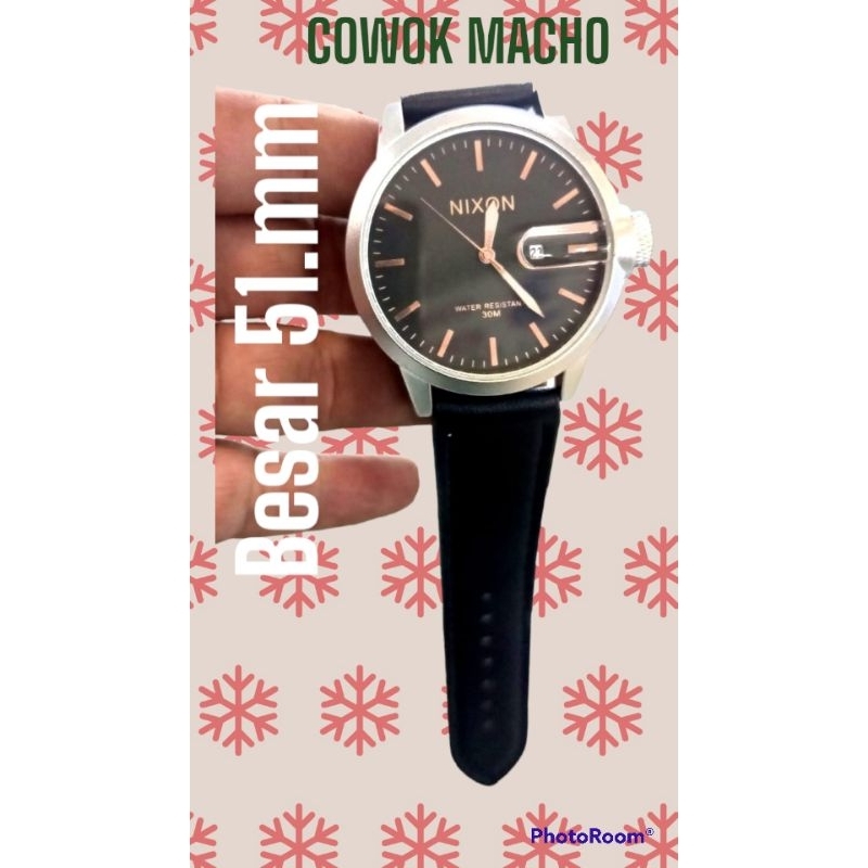 Jam Pria Kulit  Nixon | Jam Tangan Cowok  MACHO Diameter Besar 51 mm TERKEREN