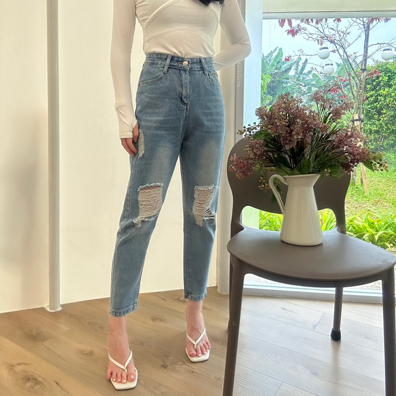 [LUXE.DLABEL] - Jeans 125 | Celana panjang Highwaist wanita Jeans import premium Jeans wanita polos ripped jeans High waist jeans wanita bkk Skinny Jeans High waist Baggy jeans Wideleg Jeans Kulot jeans Boyfriend jeans Wanita Kargo Jeans bangkok
