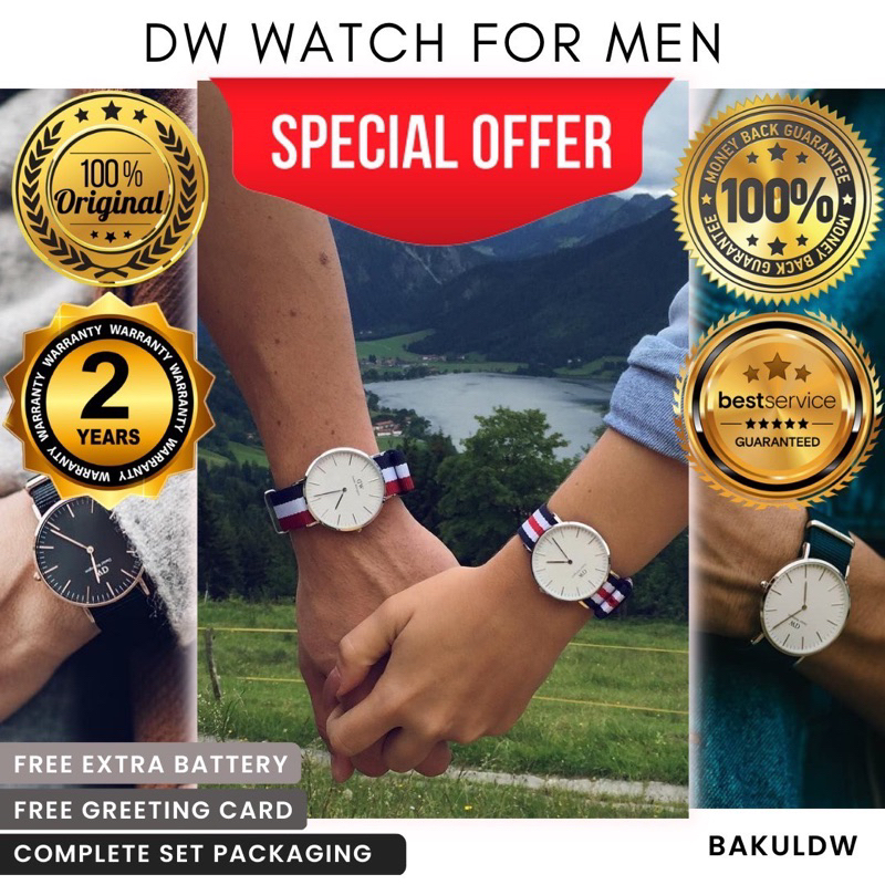 [SPECIAL OFFER - 100% ORIGINAL] Jam Tangan Pria Wanita DW Daniel Wellington Classic Leather Kulit Ca