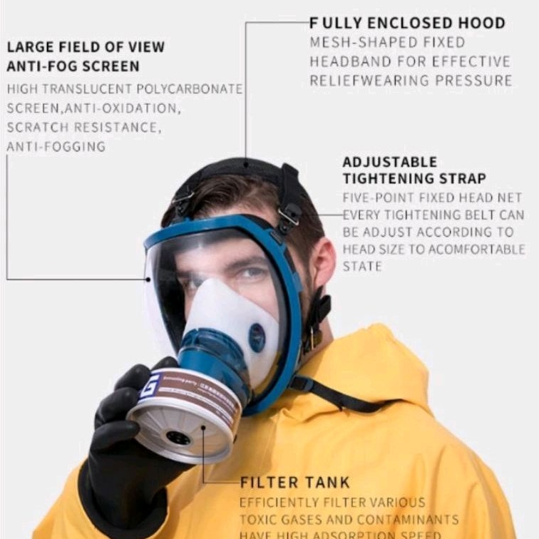 Masker Respirator Full Face Gas Single Filter