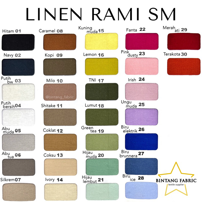 Bahan Kain Linen Rami SM 0,5 Meter