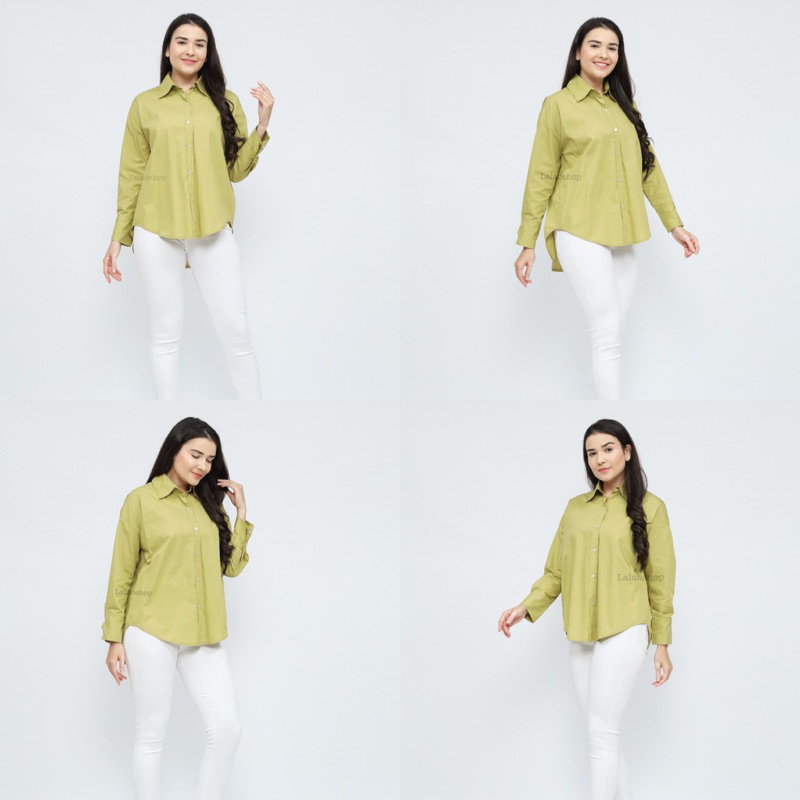 Voila Basic Shirt ( Kemeja Basic Polos Kancing Wanita Oversize kuliah kerja Kancing Premium  ) Trending Kemeja Best Seller Kantor Basic Adem Nyaman | Kemeja Oversize outer