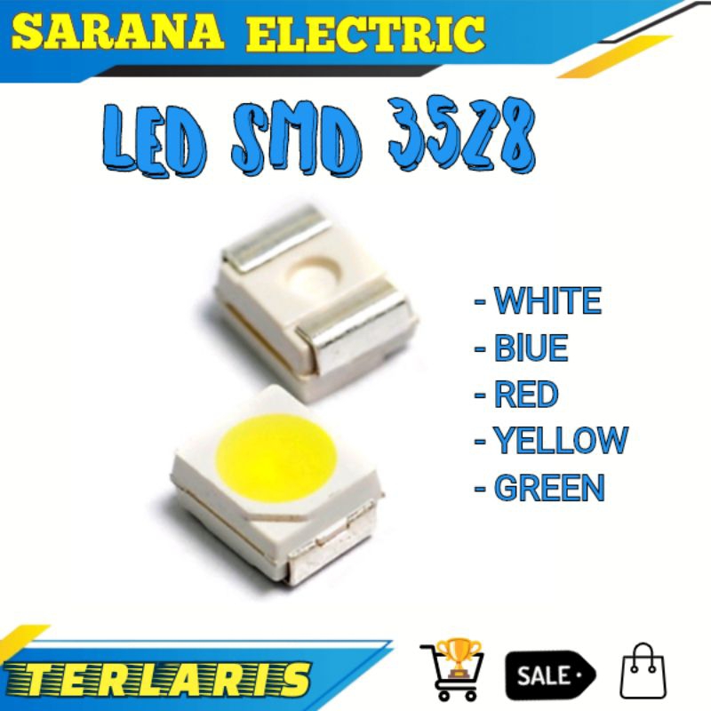 LED 3528 SMD CHIP WARNA BIRU PUTIH MERAH KUNING HIJAU LAMPU DIODA 1210