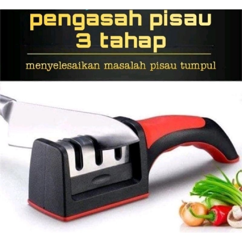 Alat pengasah pisau gunting 3 slot kepala triple head slot knife knive