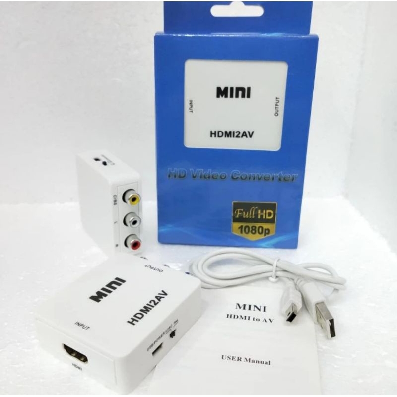 [COD] CONVERTER MINI HDMII TO AV RCA HDMI2AV ADAPTER + KABEL RCA TO RCA 3 KE 3 1.5 METER / DARI LAPTOP PS3 KE TV TABUNG