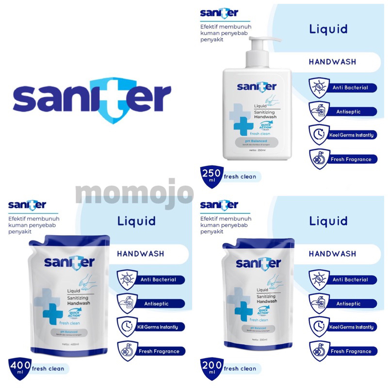 Saniter Hand Wash Cuci Tangan Botol 250ml|Refill Pouch 200ml | 400 ml