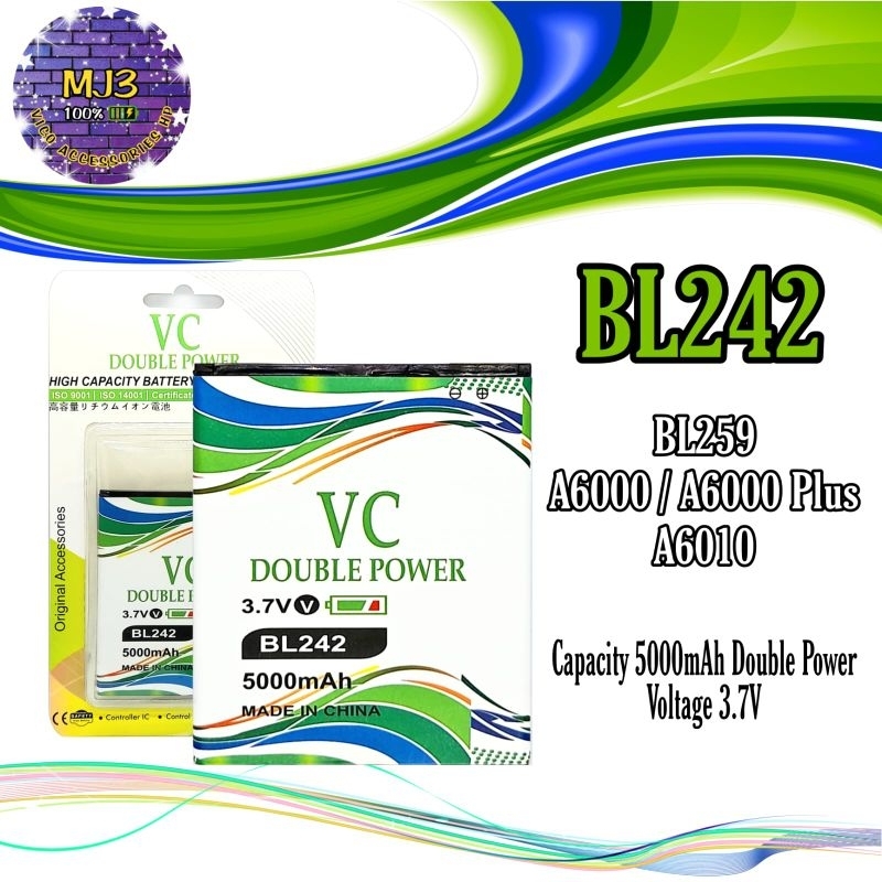 Baterai VC DOUBLE POWER BL242 / A6000 / A6010 / A6000 plus / BL259 battery batre bat