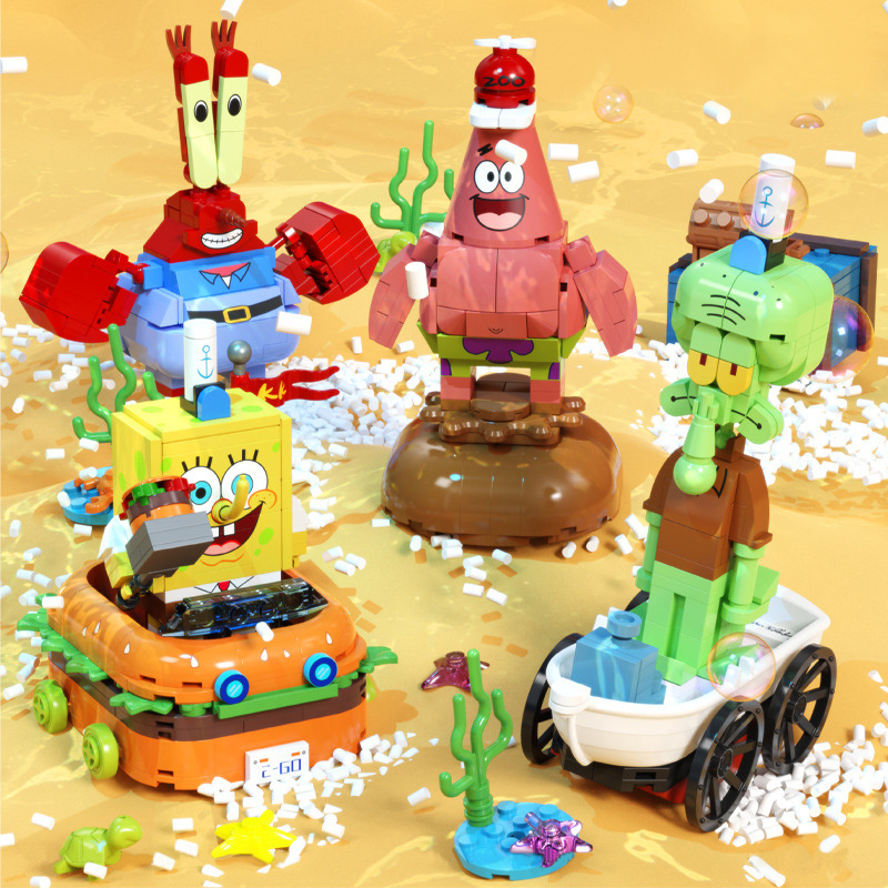 Mainan Balok SpongeBob SquarePants Edukasi Karakter Kartun Mainan Balok DIY 3D Puzzle Brick Mini