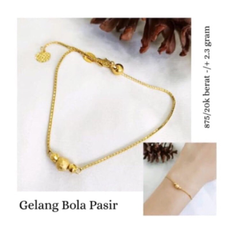 Gelang Serut Bola Pasir Mewah Elegant Hadiah Ibu Emas Asli
