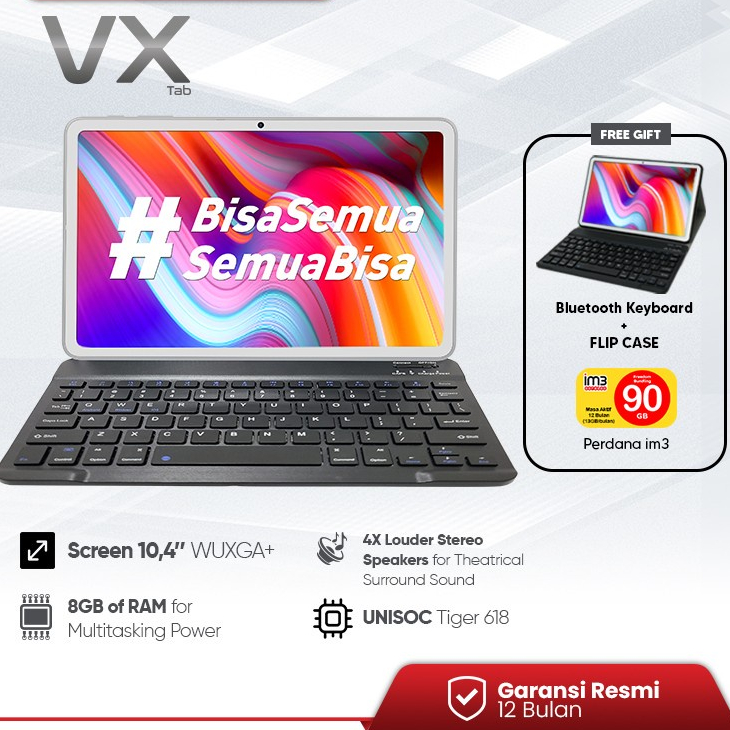 Advan Tab VX 8/128GB 10.4 Inch Tiger T618 + Flip cover New Garansi Resmi