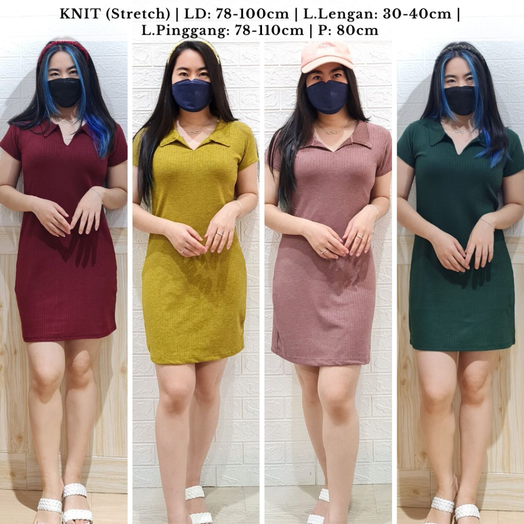 4321 mimi vee knit mini dress kerah bodycon