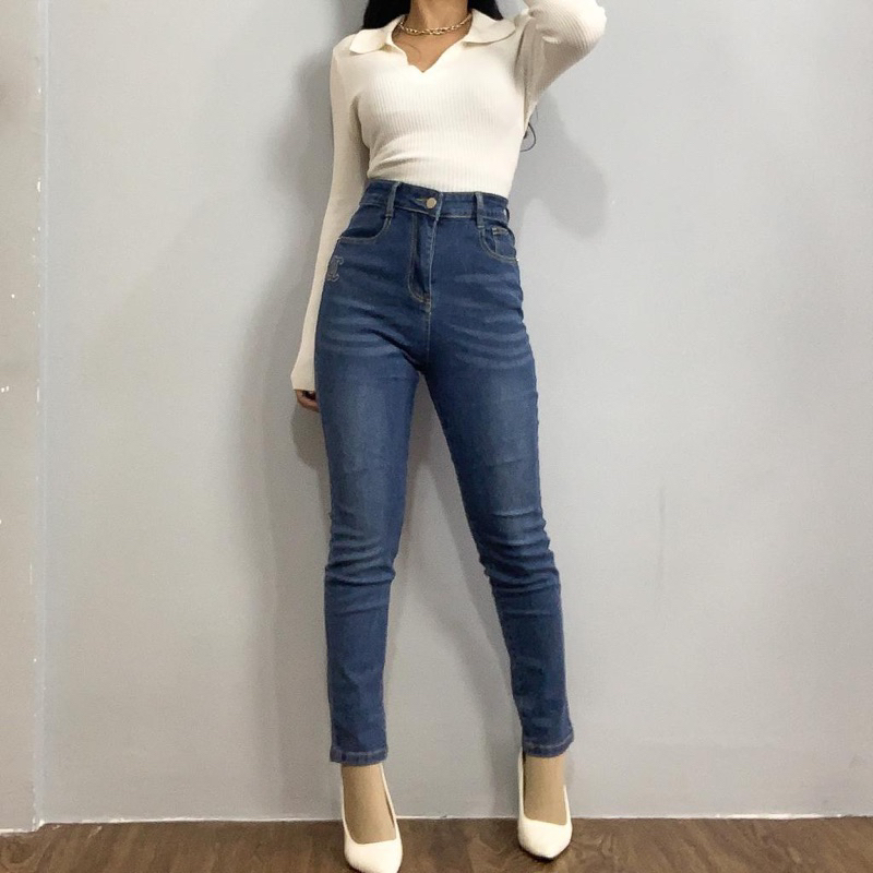 [LUXE.DLABEL] - Jeans 112 | Celana panjang Highwaist wanita Jeans import premium Jeans wanita polos ripped jeans High waist jeans wanita bkk Skinny Jeans High waist Baggy jeans Wideleg Jeans Kulot jeans Boyfriend jeans Wanita Kargo Jeans bangkok