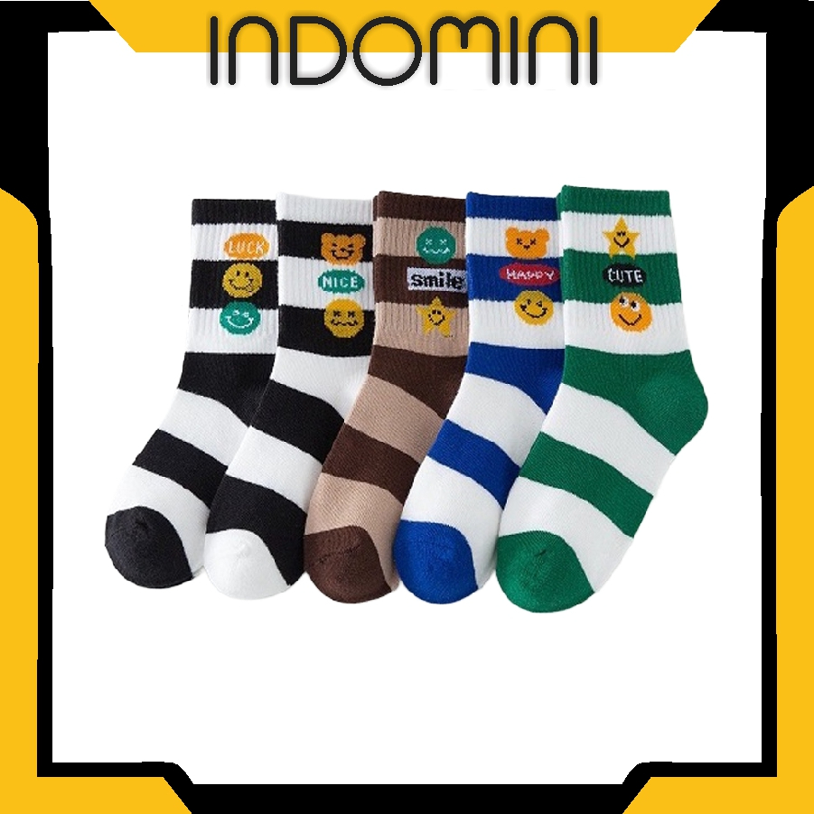 INDOMINI Kaos Kaki Anak Motif Smiley Kaus Kaki Bayi Lucu KK050