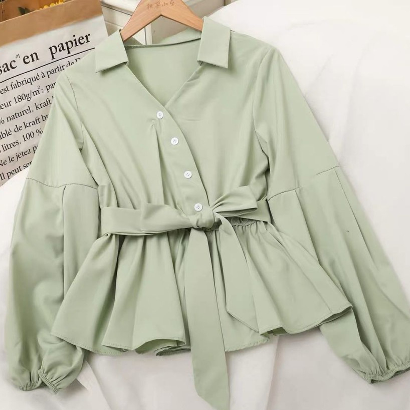 Vallina Outfit - Prisil Top Atasan Blouse Remaja Wanita Muslim Korean Style Premium - Khanza Hijab