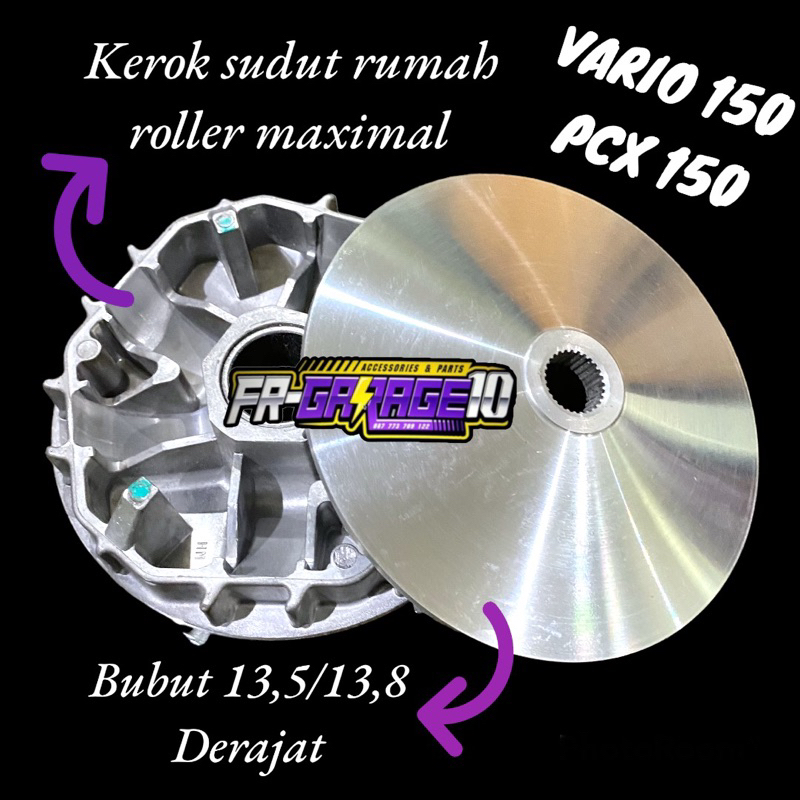 Jual Pulley Rumah Roller Vario 125 /150 puly Rumah Roller Custom bubut