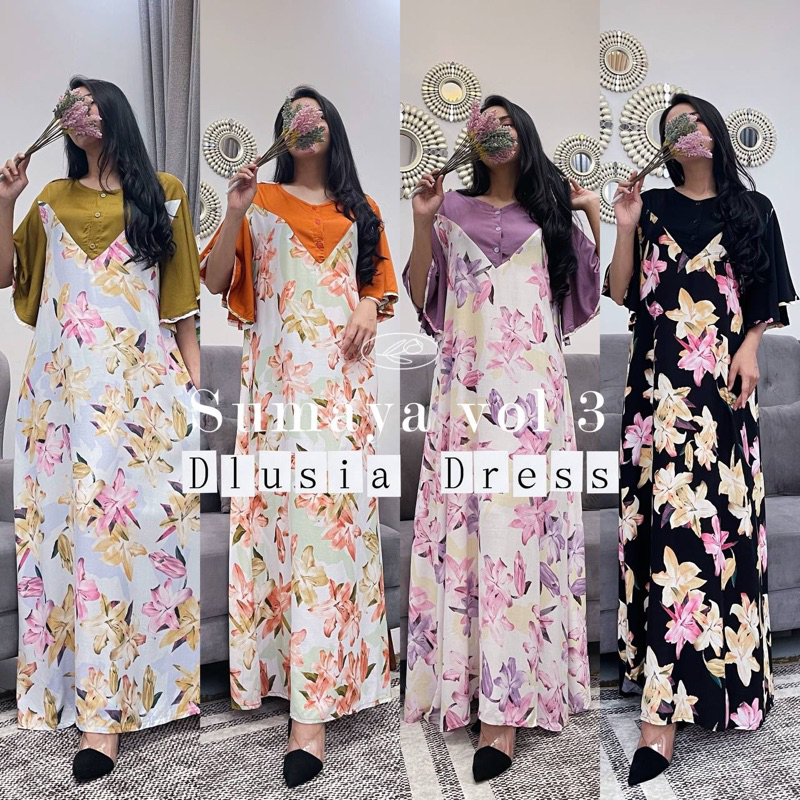 Daster Arab DLUSIA SUMAYA Long Dress Rayon Twill Premium Big Size