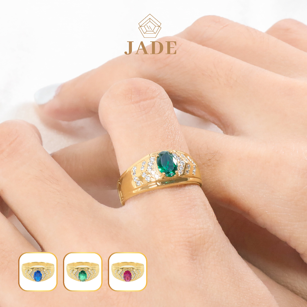 JADE - Cincin Emas Asli Pria Eropa Model 3 kadar 375 - Jewelry 39 - 8K - Yellow Gold