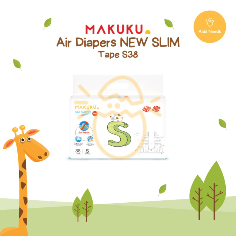 MAKUKU SAP DIAPERS NEW SLIM S38 TAPE