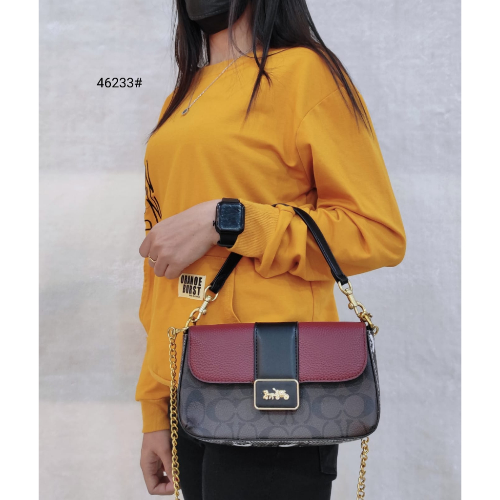 Shoulder with Leather Bag's Gold Hardware 46233#