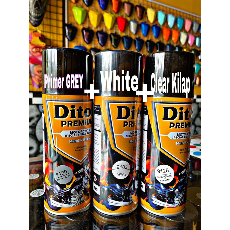PAKET LENGKAP WARNA PUTIH - cat semprot DITON PREMIUM